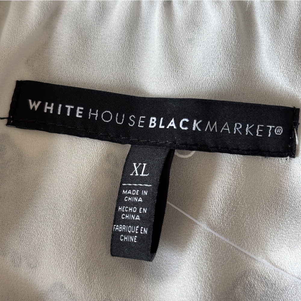 White House Black Market Cream and Black Printed Dress XL - Picture 5 of 11